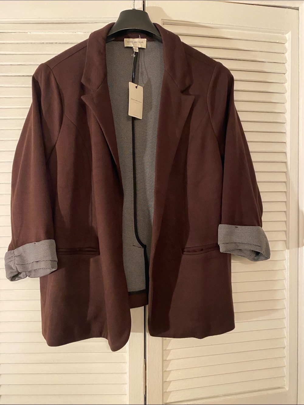 Skies Are Blue Deep Brown Open-Front Blazer